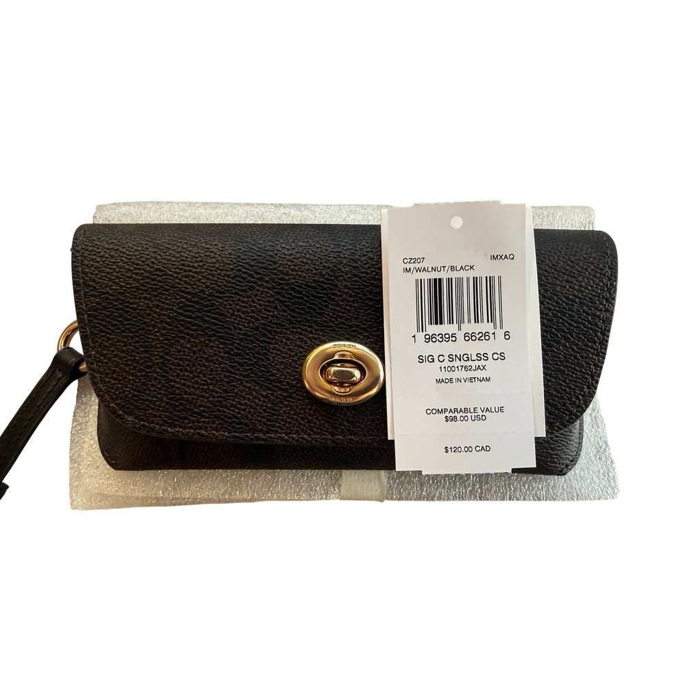 Coach Signature Canvas Walnut/Black Print Wristlet and Sunglass Case - Picture 6 of 6